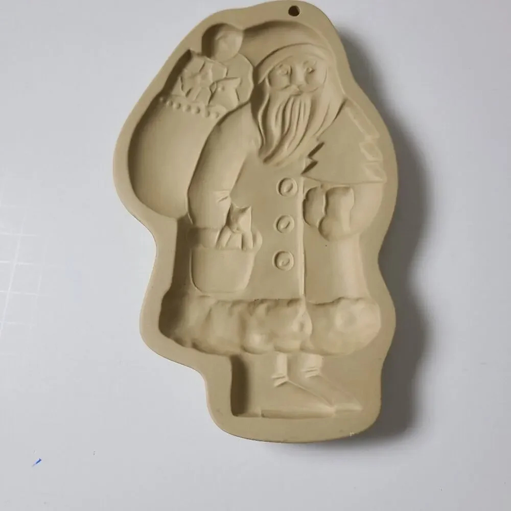 Brown Bag Santa Cookie Art Stoneware Art 1983 Christmas Hill Design